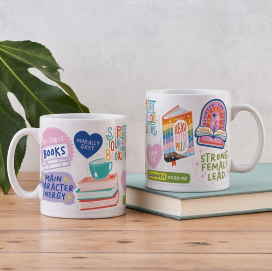 Bookish Sticker Mug - 5060434074874