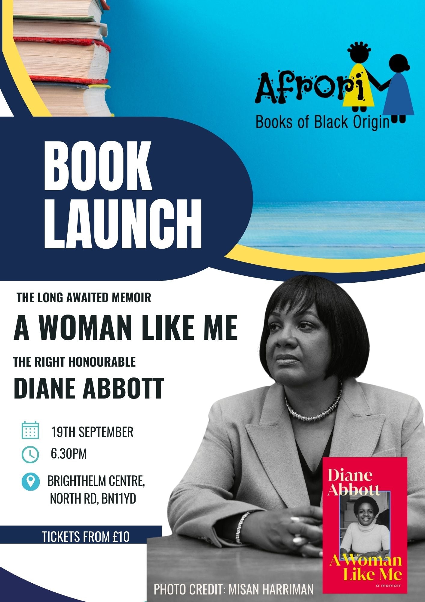 In conversation with Diane Abbott  19th September - Afrori Books LTD