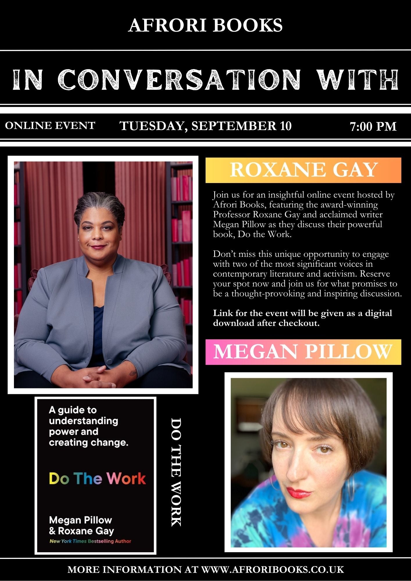 In Conversation (Online Event): Roxane Gay and Megan Pillow 10th September